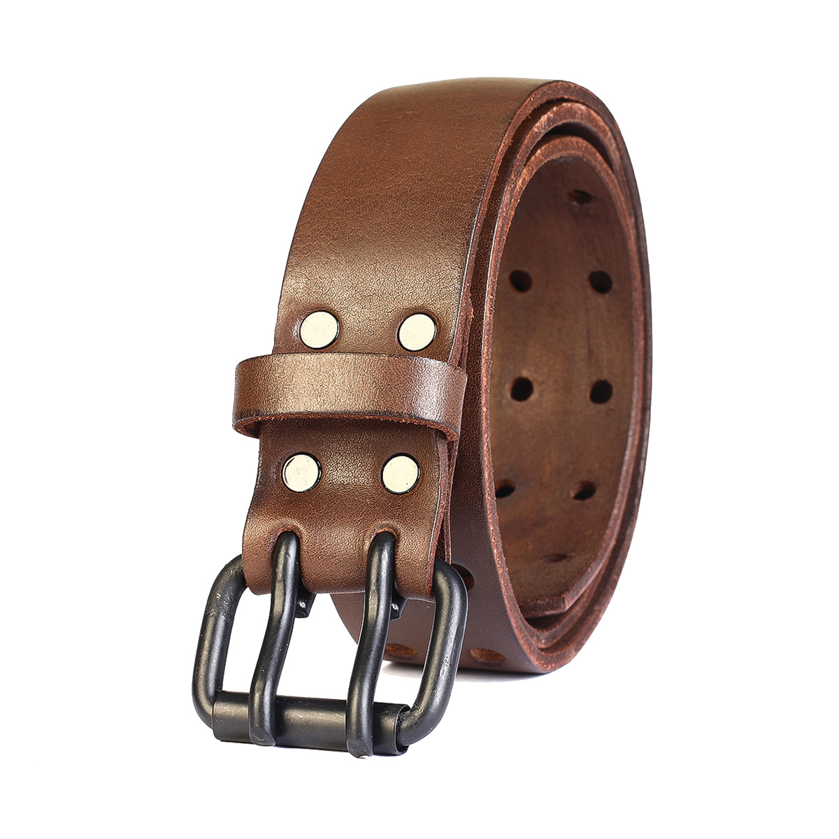Cinturon Studebaker Born Cuero Marron Hebilla Negra - Imagen 4