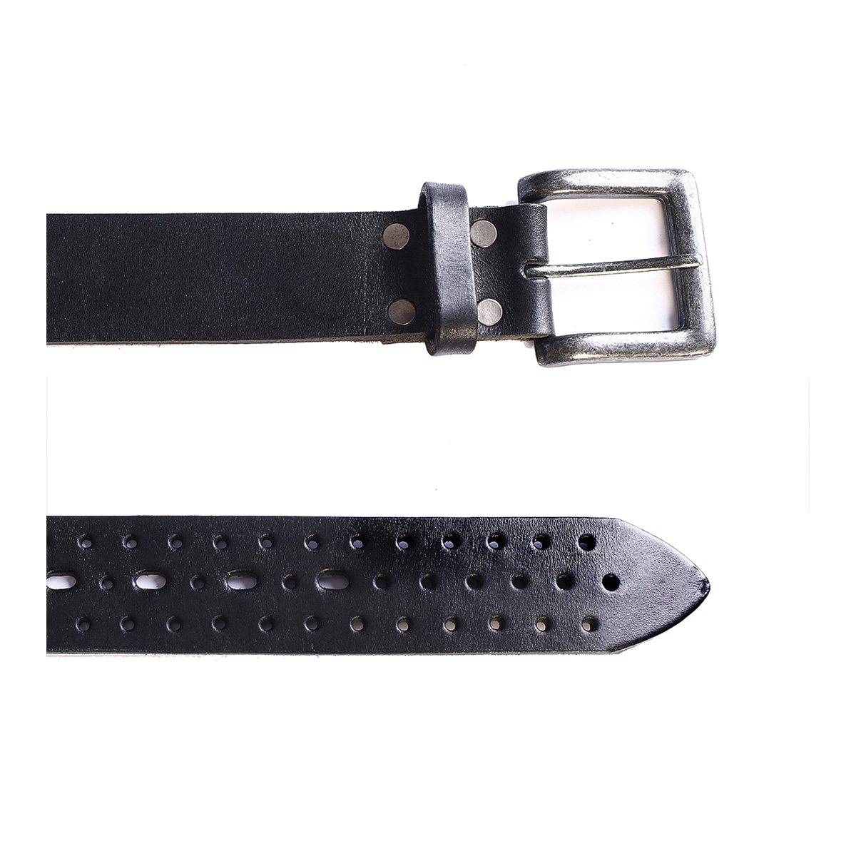 Cinturon Studebaker Forest Picado Cuero Negro - Imagen 4