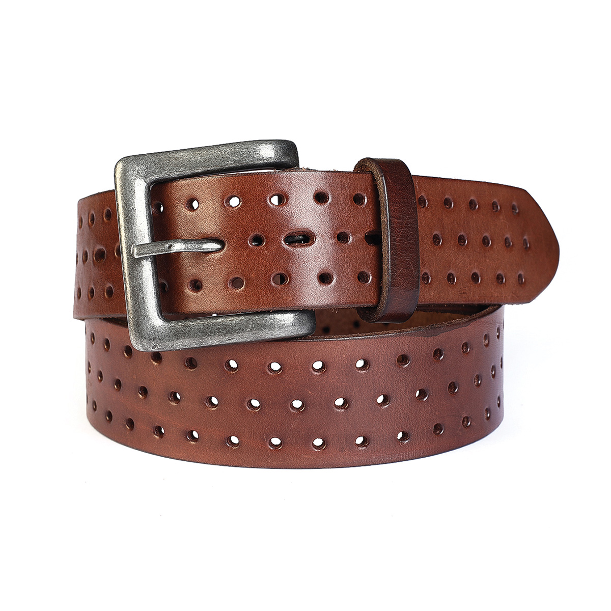 Cinturon Studebaker Forest Picado Cuero Marron