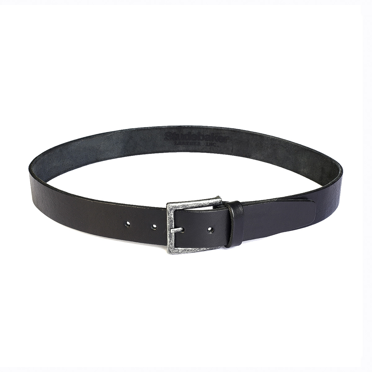 Cinturon Studebaker Hebilla Gastada Cuero Negro - Imagen 2