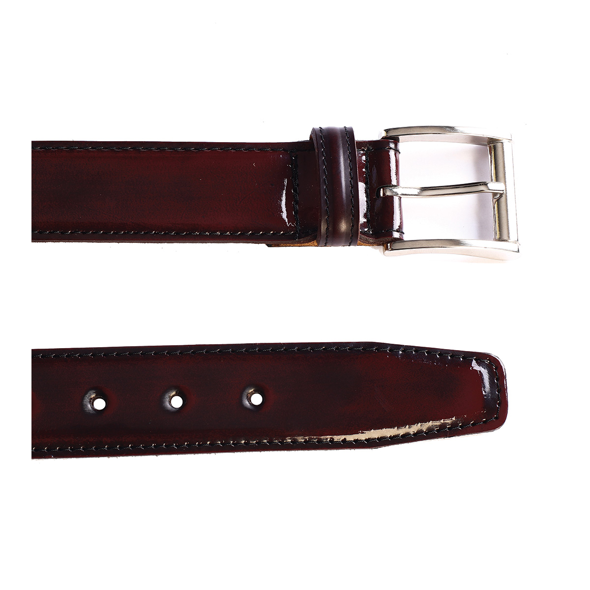 Cinturon Studebaker Alto Brillo Brush Off Cuero Guinda - Imagen 5
