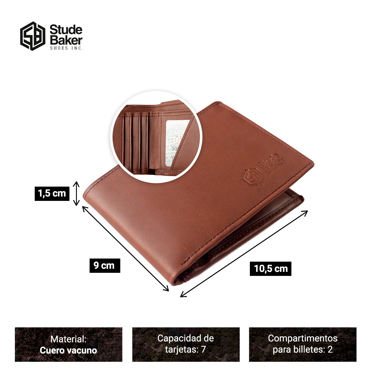 Billetera Studebaker Euro Cuero Marron - Imagen 6