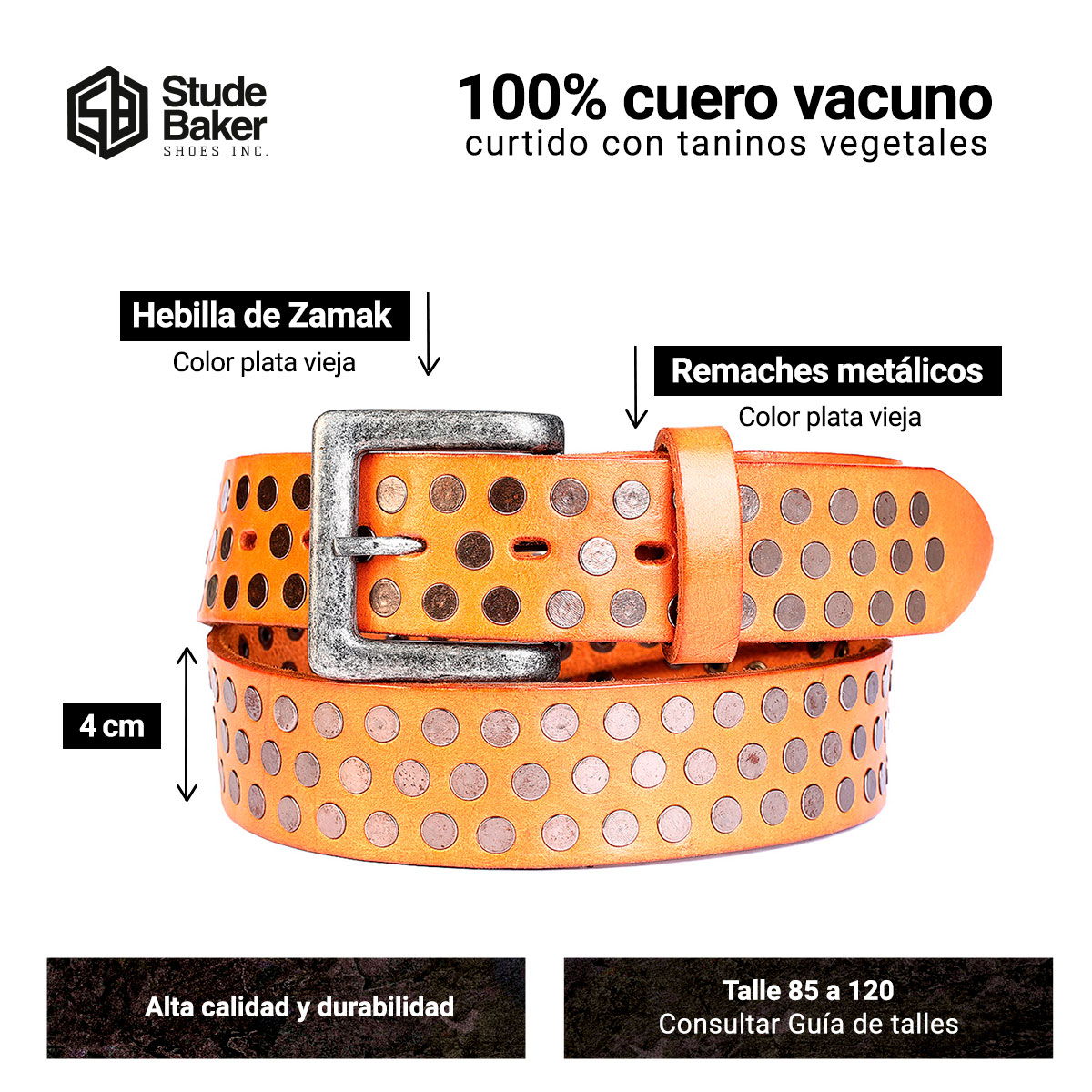 Cinturon Studebaker Boris Cuero Suela - Imagen 6