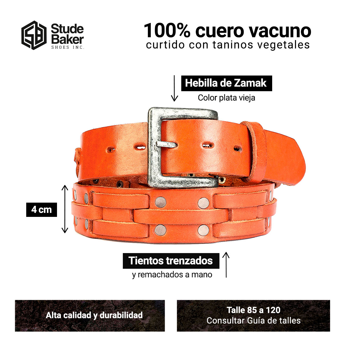 Cinturon Studebaker Thunder Cuero Suela - Imagen 5