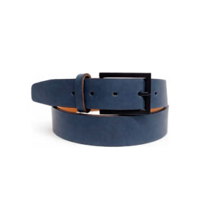 Cinturón Cuero Vacuno Hombre Hebilla Negra Studebaker Boss Azul
