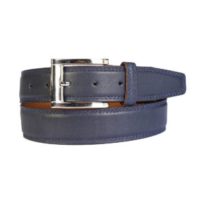 Cinturon Studebaker Doble Costura Cuero Azul