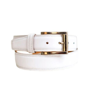 Cinturon Studebaker Doble Costura Cuero Blanco
